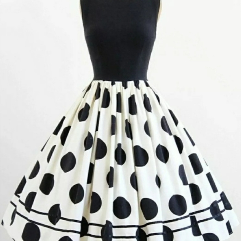 Vintage Black and White Polka Dot Dress